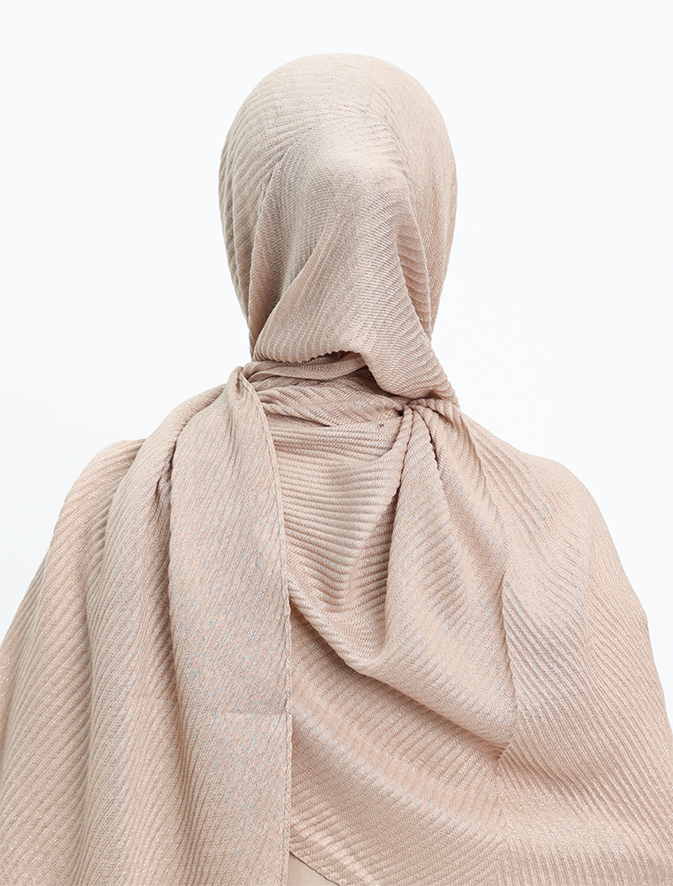 Nude Crinkle Lurex Hijab